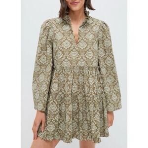 Hyacinth House Moss Printed Russell Mini Olive Dress Tuckernuck NWT Large